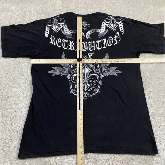 Y2K Grunge Shirt Mens 2XL Black Wings Biker Tee Retribution Trashcore Skater - Picture 5 of 8